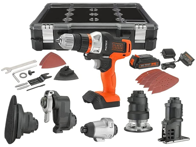 BLACK & DECKER 20V MAX MATRIX Cordless Drill Combo Kit with Case, 6-Tool (BDCDMT1206KITC)