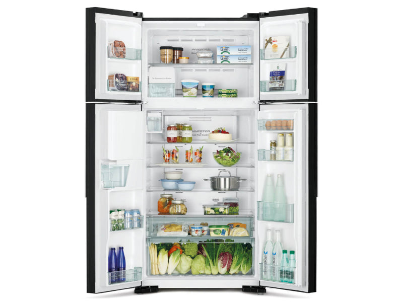 Hitachi 4D Big French Deluxe Inverter Series Refrigerator 760 Ltr - Glass Black R-W760PK7X Made In Thailand