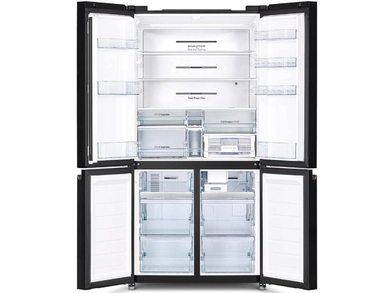 Hitachi 4D French Bottom Freezer Deluxe Inverter Series Refrigerator 720 Ltr - Glass Black R-WB720VK0 Made In Thailand