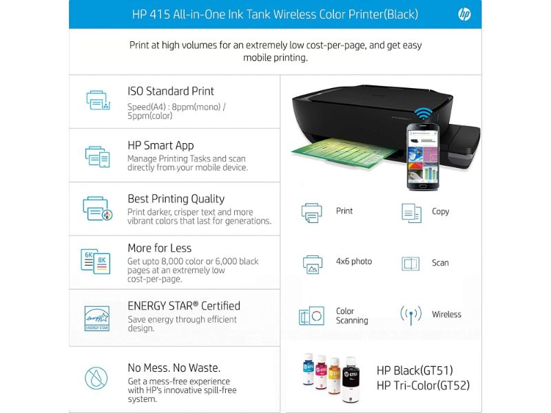 HP Ink Tank Wireless 415 All-In-One Printer -Z4B53A