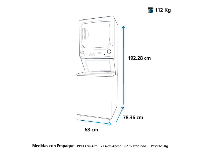 MABE Washing Machine (Washer & Dryer), 15kg Capacity, Diamond Gray - (Made in Mexico) - MCL2040EEDGY0