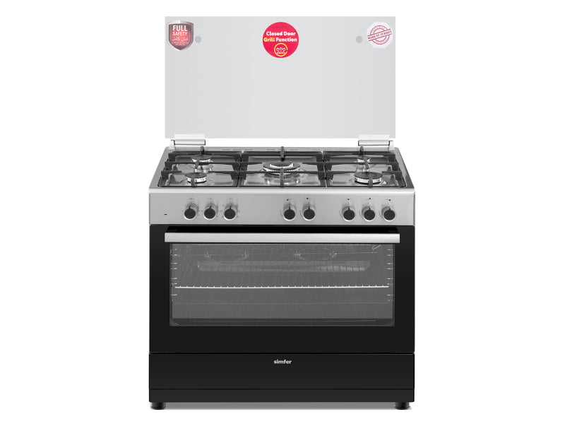 Simfer 5 Gas Burner 90X60cm Full Option Heavy Duty Cooker with Gas Oven - 9060SE